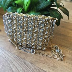Vintage silver and gold chain link purse